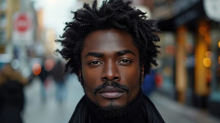 Handsome black man with afro hair - obrazy, fototapety, plakaty