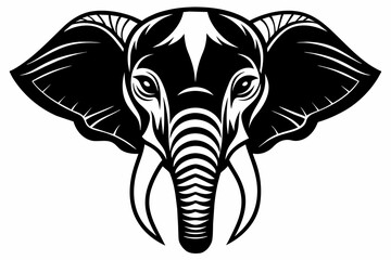 Elephant face black silhouette vector design.
