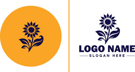 Sunflower logo icon vector for business brand app icon beautiful fashion sunflower logo template - obrazy, fototapety, plakaty