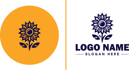 Sunflower logo icon vector for business brand app icon beautiful fashion sunflower logo template