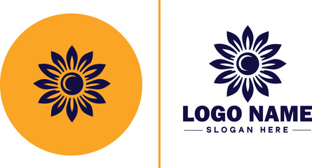 Sunflower logo icon vector for business brand app icon beautiful fashion sunflower logo template