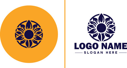 Sunflower logo icon vector for business brand app icon beautiful fashion sunflower logo template