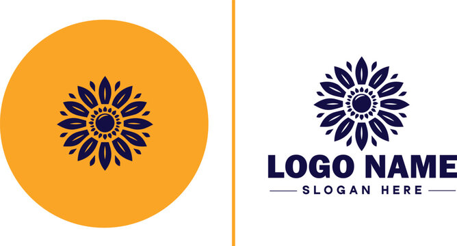 Sunflower logo icon vector for business brand app icon beautiful fashion sunflower logo template