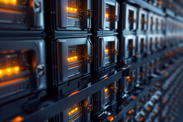 Data center at server room requires many battery modules as backup power AI Generative