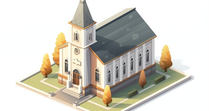 Isometric christian catholic church building vector image.