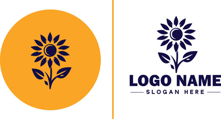 Obraz premium Sunflower logo icon vector for business brand app icon beautiful fashion sunflower logo template