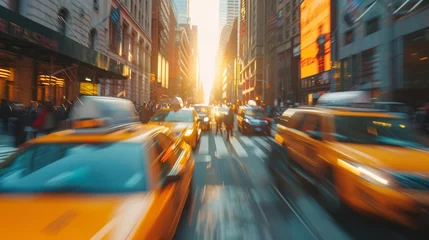 Plexiglas foto achterwand yellow taxi traffic New York America © Olha