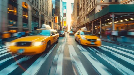 Poster yellow taxi traffic New York America © Olha