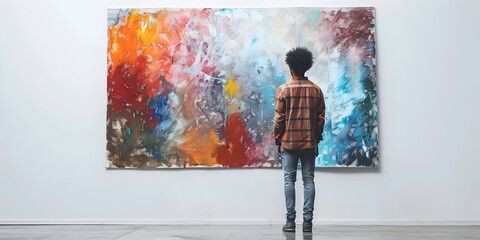 Admiring Their Vibrant Masterpiece in Gallery Setting