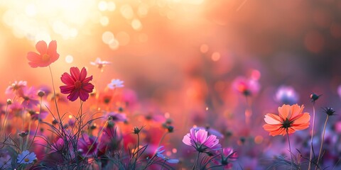 Blooming Beauty A Sunlit Flower Field in May Generative AI