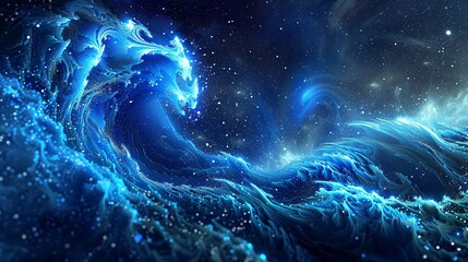 Aurora-Inspired Ocean Wave A Celestial Splash in the Night Sky Generative AI