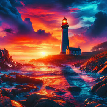 Colored lighthouse illustration
