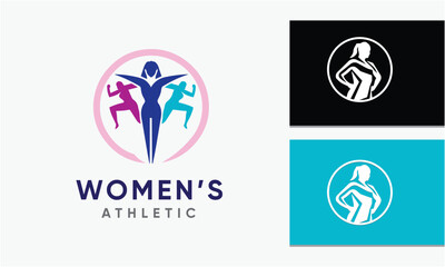 Woman athletic sports logo icon vector design concept minimalist modern unique template