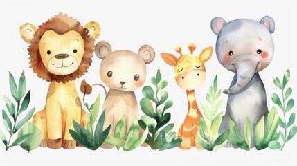 Brighten up projects with adorable watercolor clip art featuring cute animals
