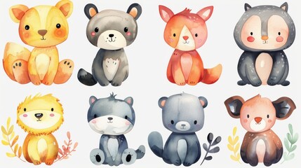 Brighten up projects with adorable watercolor clip art featuring cute animals