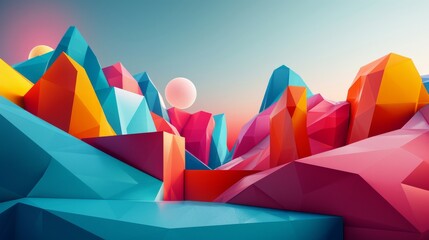 Elevate your digital projects with contemporary 3D geometric backgrounds that feature clean lines and bold shapes for a minimalist yet impactful look - obrazy, fototapety, plakaty