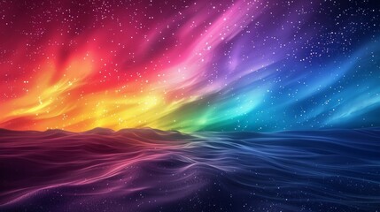 Spectral Aurora Waves Across Starry Night. 
