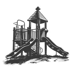 silhouette abandoned playground black color only