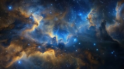 Nebular Phantasy: A picture that shows the pretty clouds of gas and spots where stars are made in space
