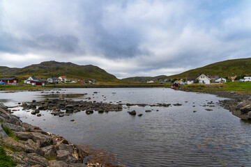 Skarsvag fishing village in Mageroya, Nordkapp in Finnmark County in Norway - 773078905