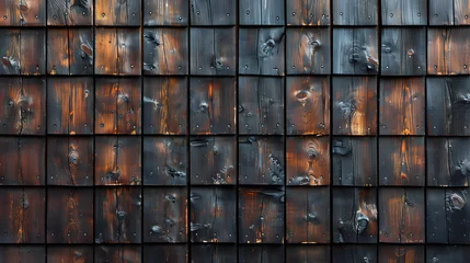 Fotobehang Dark brown wooden facade background © Oksana