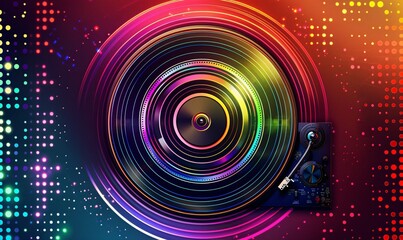 Rainbow Record Spinning A Colorful Tribute to the Monthly Music Trend Generative AI