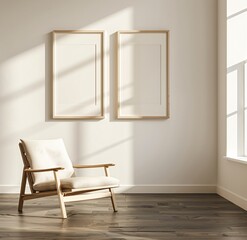 Sunlit Living Room with Modern Furniture and Artwork Generative AI