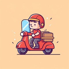 Cute Courier Delivery Package Cartoon  Icon Illustration. People Transportation Icon Concept Isolated Premium Vector. Flat Cartoon Style