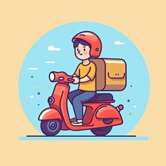 Cute Courier Delivery Package Cartoon  Icon Illustration. People Transportation Icon Concept Isolated Premium Vector. Flat Cartoon Style
