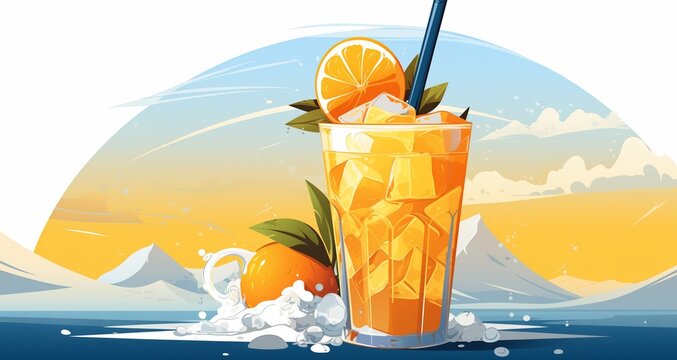Orange juice ice vector image.