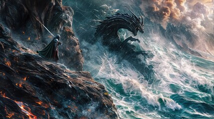 Dragon in sea.jpg - obrazy, fototapety, plakaty