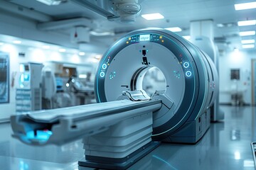 Advanced MRI or CT scan medical diagnosis machine in hospital - obrazy, fototapety, plakaty