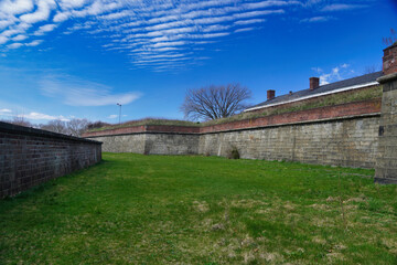 Fototapeta na wymiar In the moat of Fort Jay on Governors Island, New York.