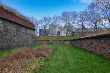 In the moat of Fort Jay on Governors Island, New York.