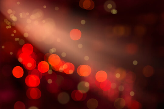 Blurry background image of defocused red abstract city street lights at night