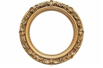 Ornate antique golden frame isolated on white background, vintage border for photos and art