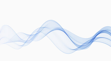 Abstract wave, transparent flow of wavy blue lines.
