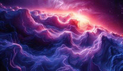 Fototapeta na wymiar Purple Waves of Light A Vibrant Tribute to the Monthly Full Moon Generative AI