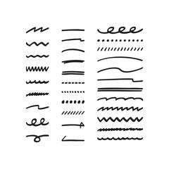 手書きの太い線のバリエーションセット