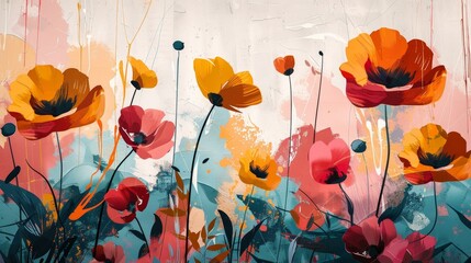 Fototapeta na wymiar Artistic wildflower scribbles, a tapestry of organic shapes
