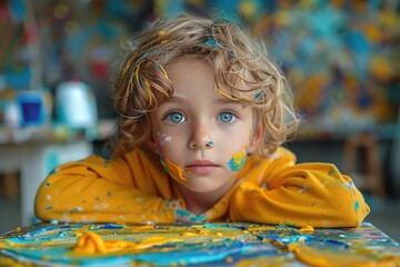 Child creativity: Art class and painting