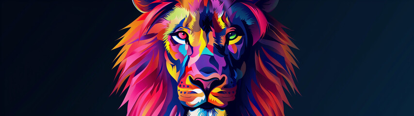 Colorful Geometric Lion Artwork for Modern Decor