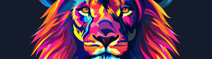 Abstract Colorful Lion Head Artistic Graphic Design