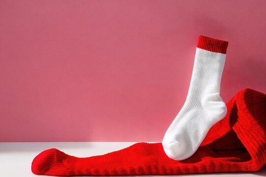 Product Packaging Mockup Photo Of Socks, Studio Advertising Photoshoot