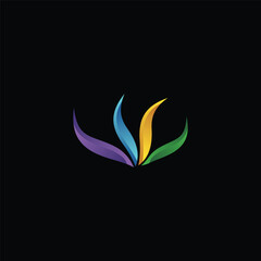 modern colorful leaf technology logo design