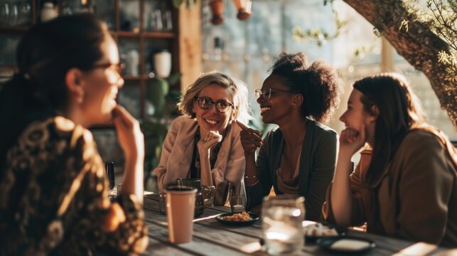 Women sharing stories of resilience and success in their respective fields. Copy Space