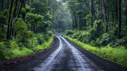 Road Through Dense Forest