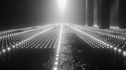 Glowing Pathway in the Dark A Futuristic, Illuminated Walkway for the Modern World Generative AI - obrazy, fototapety, plakaty