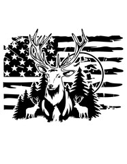 US Deer Duck Hunting | Outdoor Hunting | Deer Hunting | Antler | Hunting Scene | Deer Duck Hunt | Hunter Dad | Original Illustration | Vector and Clipart | Cutfile and Stencil

