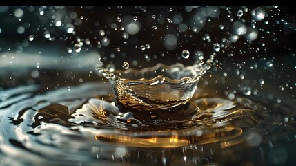 Captivating Slow Motion Splash Intricate Water Droplet Freeze Frame for Striking Product Visuals and Social Media